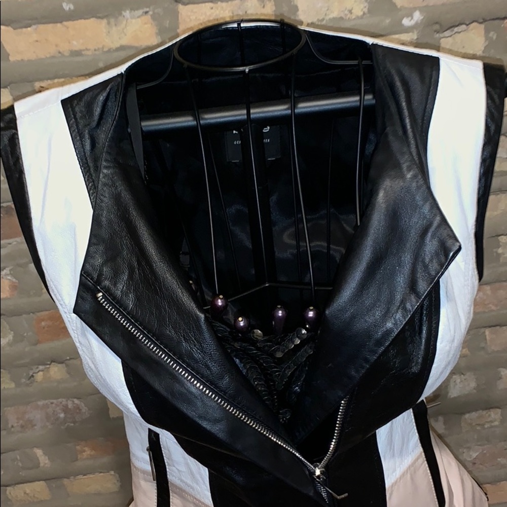 BEBE Vintage Geniune Leather Color Block Vest